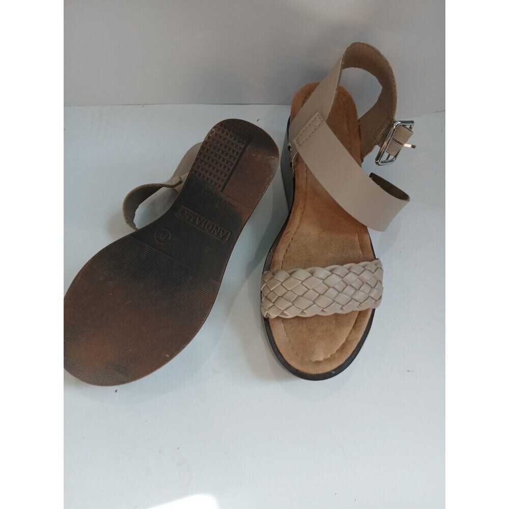 Women’s Braided Strap Sandals Beige Size 7 Casual Comfort Ankle Strap - Picture 4 of 5
